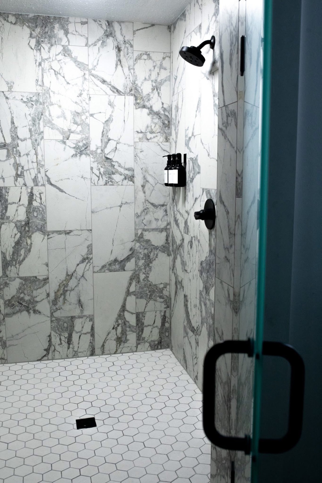 Marble walk-in shower